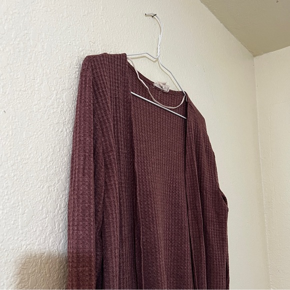 Mauve waffle Cardigan - Picture 2 of 2